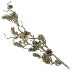 TP Glitzerzweig Mit Tannenzapfen Und Beeren 100Cm Hot