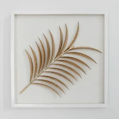 Pseudohersteller Holzrahmen Mit Metallblatt Palmwedel Weis/Gold Best