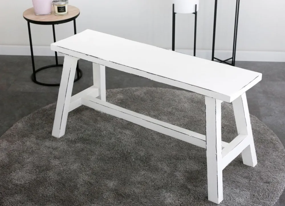 TP Holz-Sitzbank Ranch Used-Look 90X34X46Cm Weis Hot