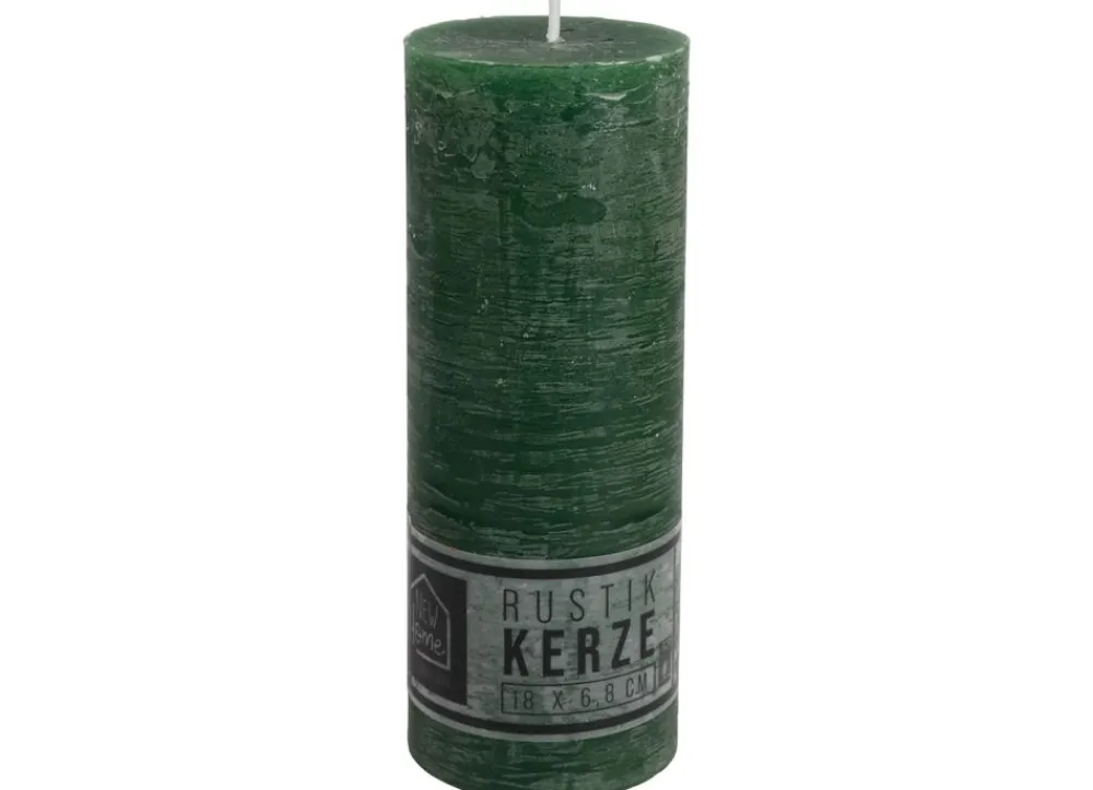 New Home Candlelight Kerze Rustikal 68X180Mm Dunkelgrun Sale