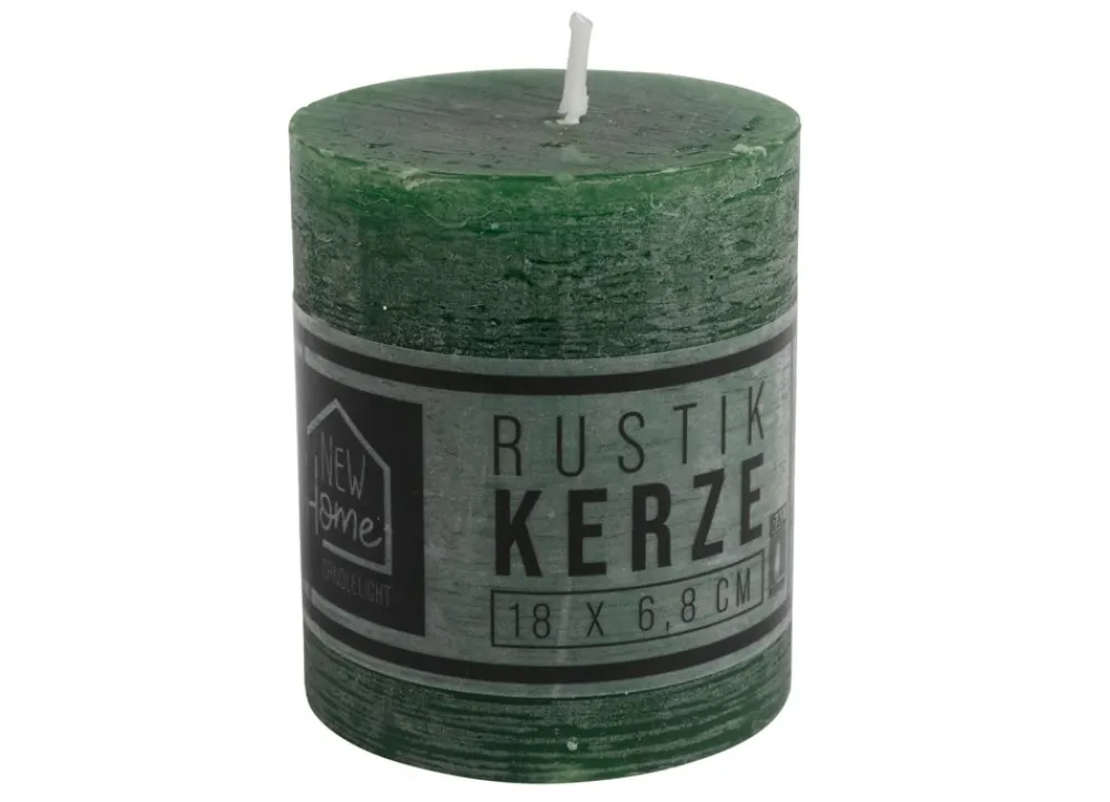 New Home Candlelight Kerze Rustikal 68X80Mm Dunkelgrun Discount