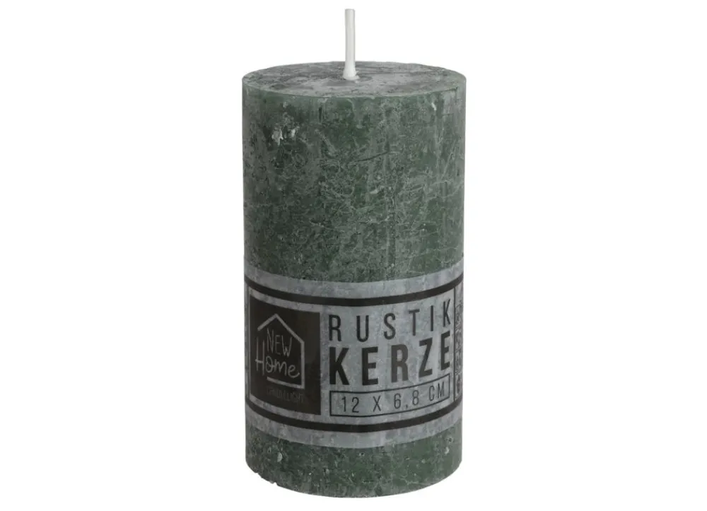 New Home Candlelight Kerze Rustikal 68X120Mm Dunkelgrun