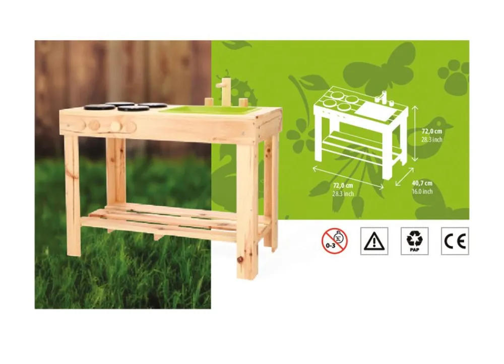 Kids in the Garden Kinder-Spielkuche Aus Holz 78X72X40Cm Hot