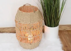 New Home Laterne Aus Naturfaser Mit Glaseinsatz 36Cm Sale