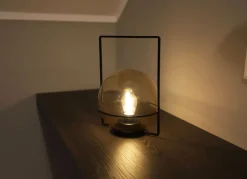 TP Led-Glaskugelleuchte Mit Metallstander 18X28Cm Warmweis Gelb Outlet