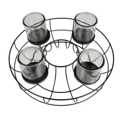 New Home Christmas Metall-Dekokranz Mit Glas-Windlichtern 35Cm Hot