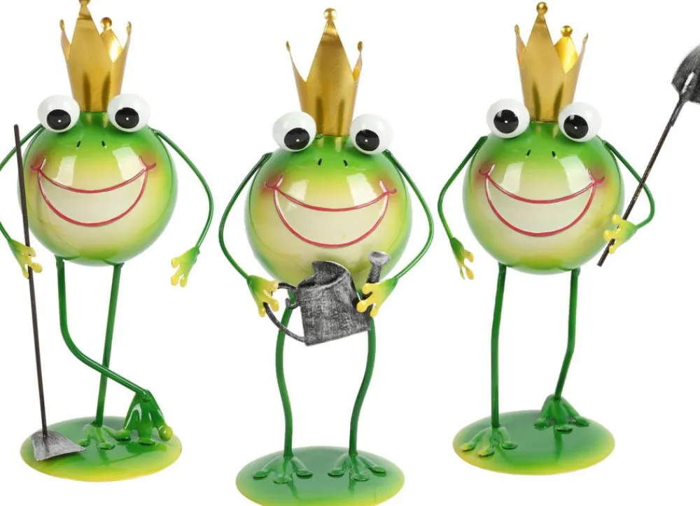 TP Metallfrosch Stehend Mit Gartenwerkzeug 28,5Cm Best