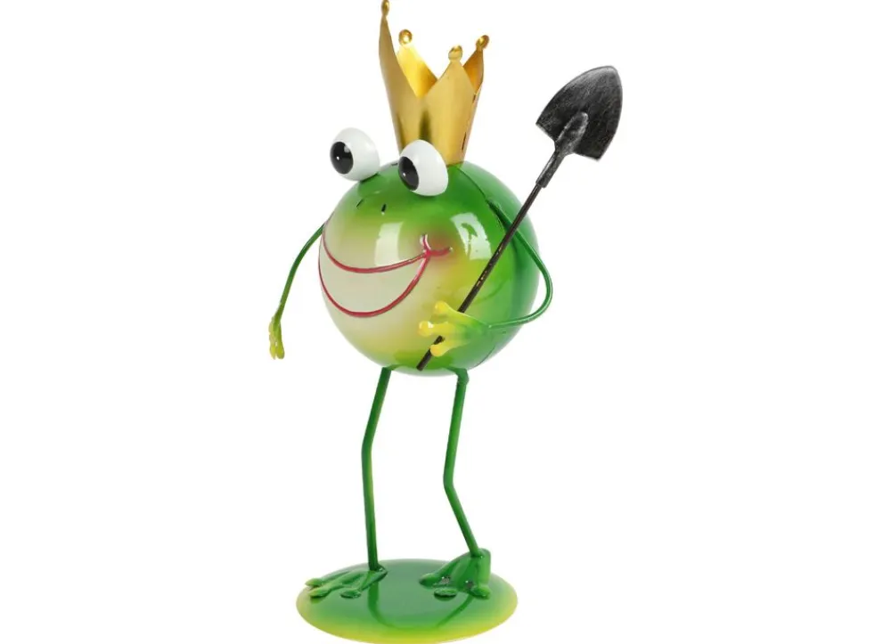 TP Metallfrosch Stehend Mit Gartenwerkzeug 28,5Cm Best