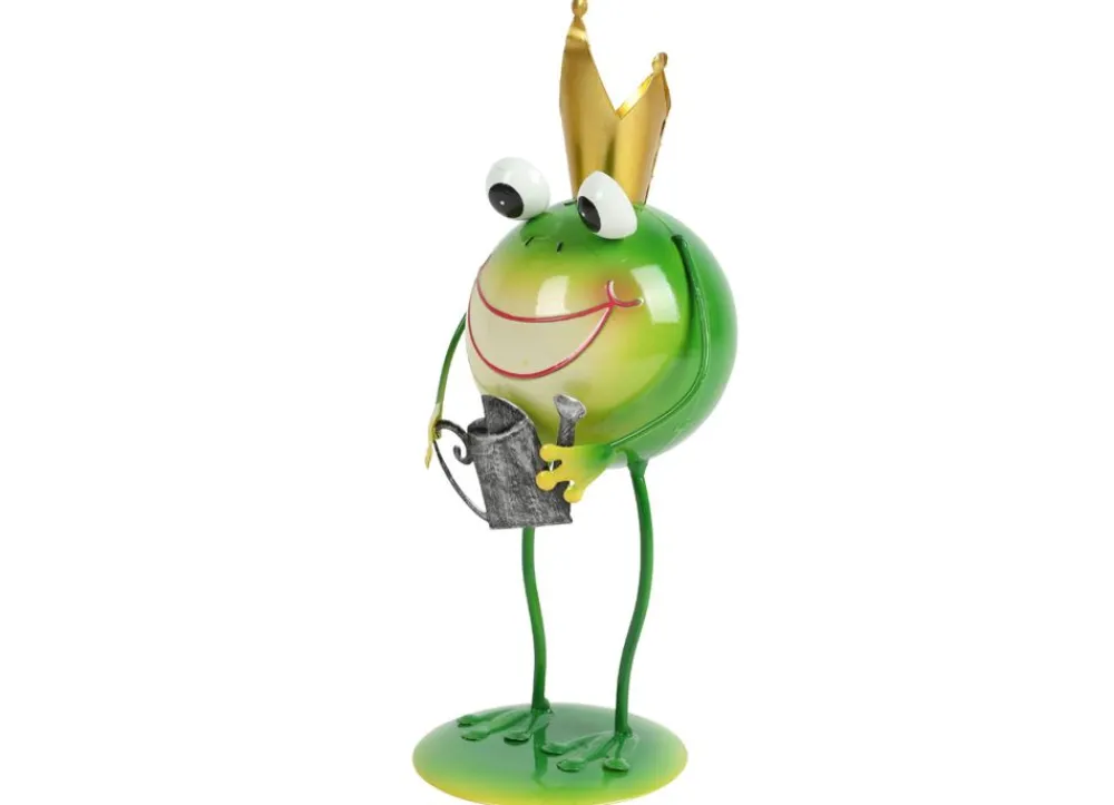 TP Metallfrosch Stehend Mit Gartenwerkzeug 28,5Cm Best