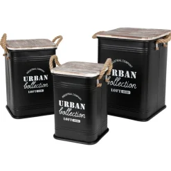 TP Metall-Sitztonnen Urban Collection 3-Teilig Schwarz Best