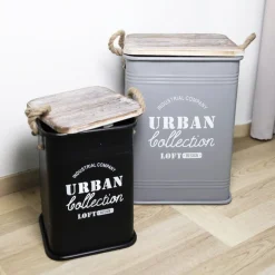 TP Metall-Sitztonnen Urban Collection 3-Teilig Schwarz Best