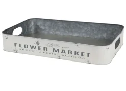 TP Metalltablett Flower Market Gr. L 49,5X29X8Cm Creme Sale