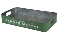 TP Metalltablett Flower Market Gr. L 49,5X29X8Cm Grun New