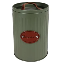TP Metall-Vorratsdose Mit Ledergriff 13,5X21Cm Olivgrun Sale