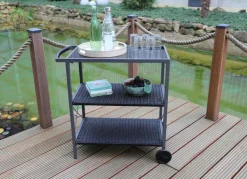 Sunny Moments Outdoor-Servierwagen Mit 3 Etagen Und 2 Rollen Anthrazit Best