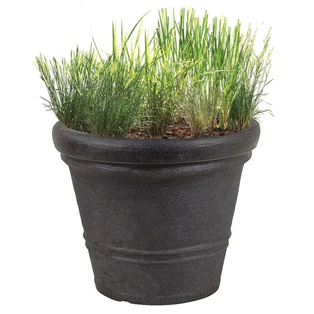 Pseudohersteller Pflanztopf Siena Rillen 43X36,5Cm Anthrazit Discount