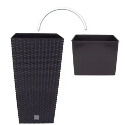 Prosperplast Polyrattan-Pflanztopf Mit Einsatz 26X50,5X26Cm Anthrazit New