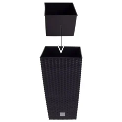 Prosperplast Polyrattan-Pflanztopf Mit Einsatz 22X42X22Cm Anthrazit Clearance