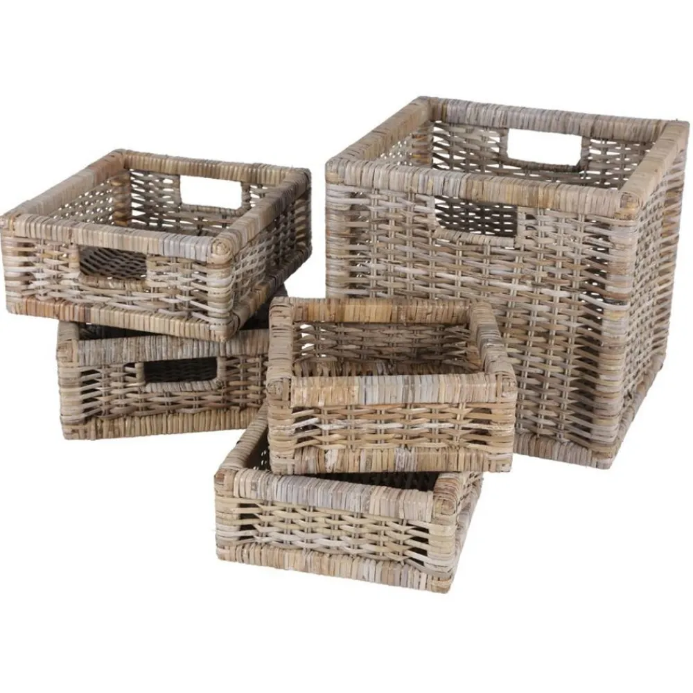 TP RattanKörbe-Set Java 5-Teilig Vintage-Grau Best