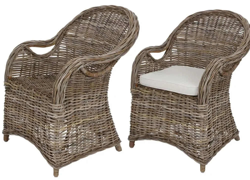 TP Rattansessel Athena Mit Sitzkissen 4Er-Set Natural-Grey Discount