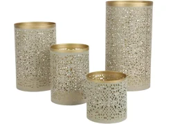 TP Saulen-Windlichter Aus Metall Beige/Gold 4Er-Set Hot