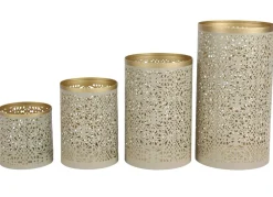 TP Saulen-Windlichter Aus Metall Beige/Gold 4Er-Set Hot