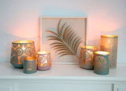 TP Saulen-Windlichter Aus Metall Beige/Gold 4Er-Set Hot