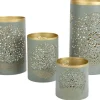 TP Saulen-Windlichter Aus Metall Blaugrau/Gold 4Er-Set Outlet