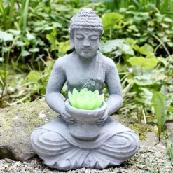 TP Sitzender Buddha Aus Beton Mit Lotusblutenkerze 30X38X32Cm Discount