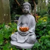 TP Sitzender Solar-Buddha Mit Led-Blute 40Cm Warmweis Clearance