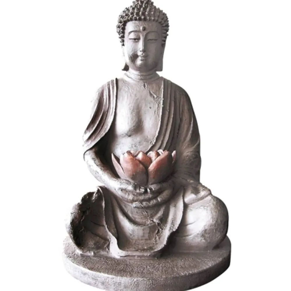 TP Sitzender Solar-Buddha Mit Led-Blute 40Cm Warmweis Clearance