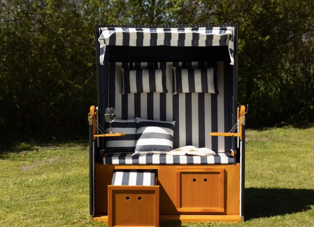 Pseudohersteller Strandkorb Ostsee Deluxe Blau/Weis Outlet