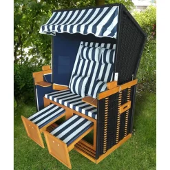 Pseudohersteller Strandkorb Ostsee Deluxe Blau/Weis Outlet