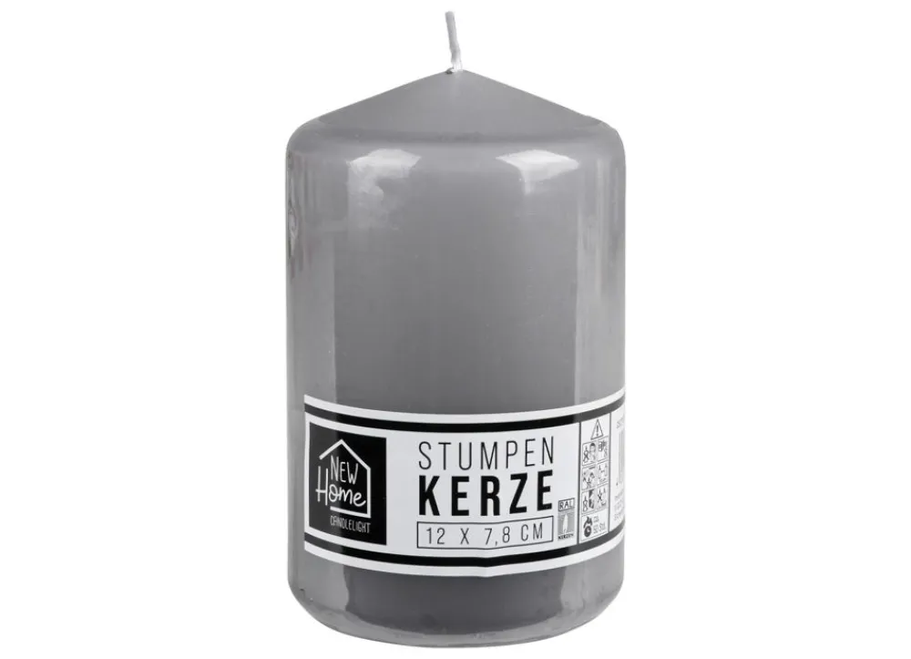 New Home Candlelight Stumpenkerze Glatt 78X120Mm Grau Online