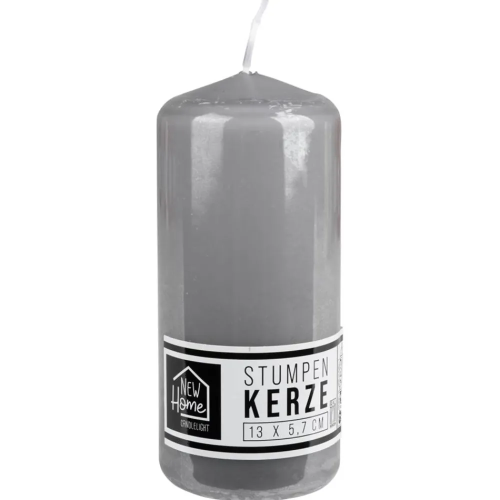 New Home Candlelight Stumpenkerze Glatt 57X130Mm Grau