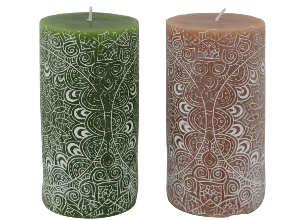 TP Stumpenkerze Mit Mandala-Pragung 7X14Cm Clearance