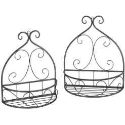 TP Wandhalbschalen-Set Aus Metall Mit Verzierungen 2-Teilig New