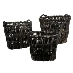 TP Weidenkorb-Set Oval 3-Teilig Schwarz New