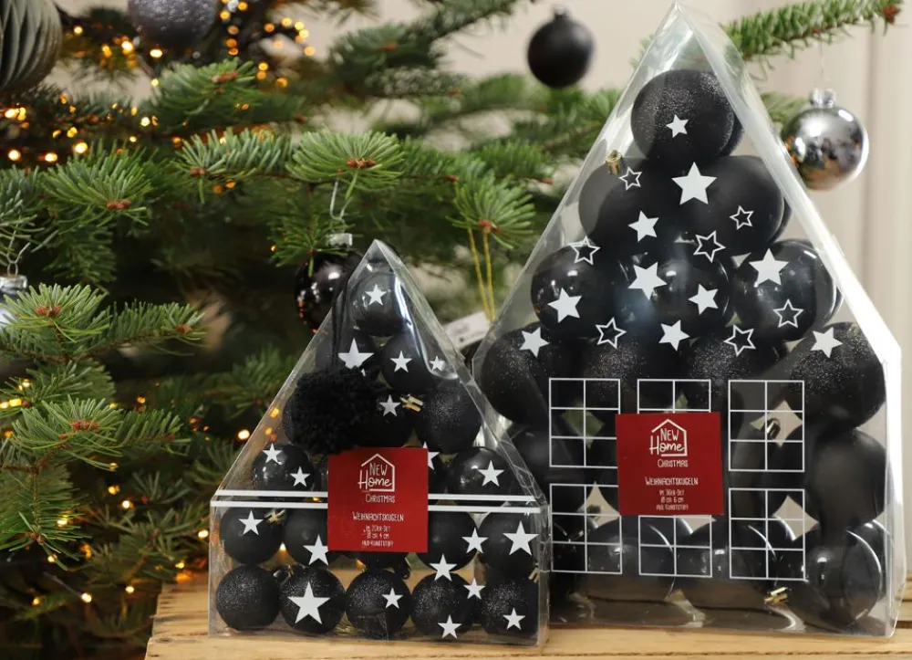 New Home Christmas Weihnachtsbaumkugeln Aus Kunststoff 6Cm 36Er-Set Schwarz Outlet