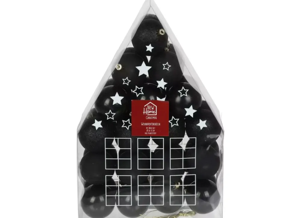 New Home Christmas Weihnachtsbaumkugeln Aus Kunststoff 6Cm 36Er-Set Schwarz Outlet