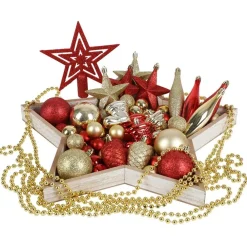 New Home Christmas Weihnachtsbaumschmuck-Set 87-Teilig Aus Kunststoff Rot/Gold Clearance