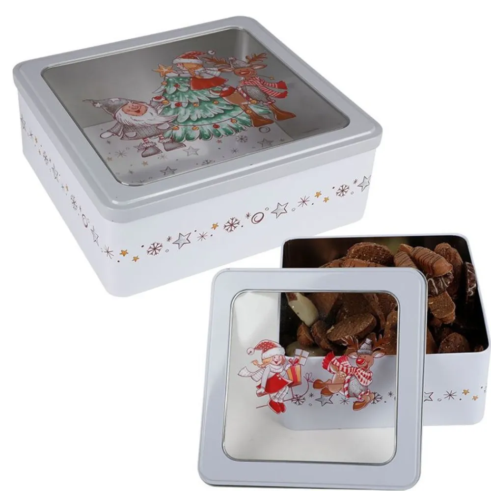 TP Weihnachts-Metalldosen 2-Teilig Eckig Mit Sichtfenster Best