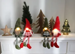 New Home Christmas Weihnachtswichtel Kantenhocker Mit Led-Nase 13X40X20Cm Rot Hot