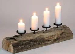 New Home Christmas Xxl-Baumstamm Fur 4 Kerzen 70X20X16Cm Outlet