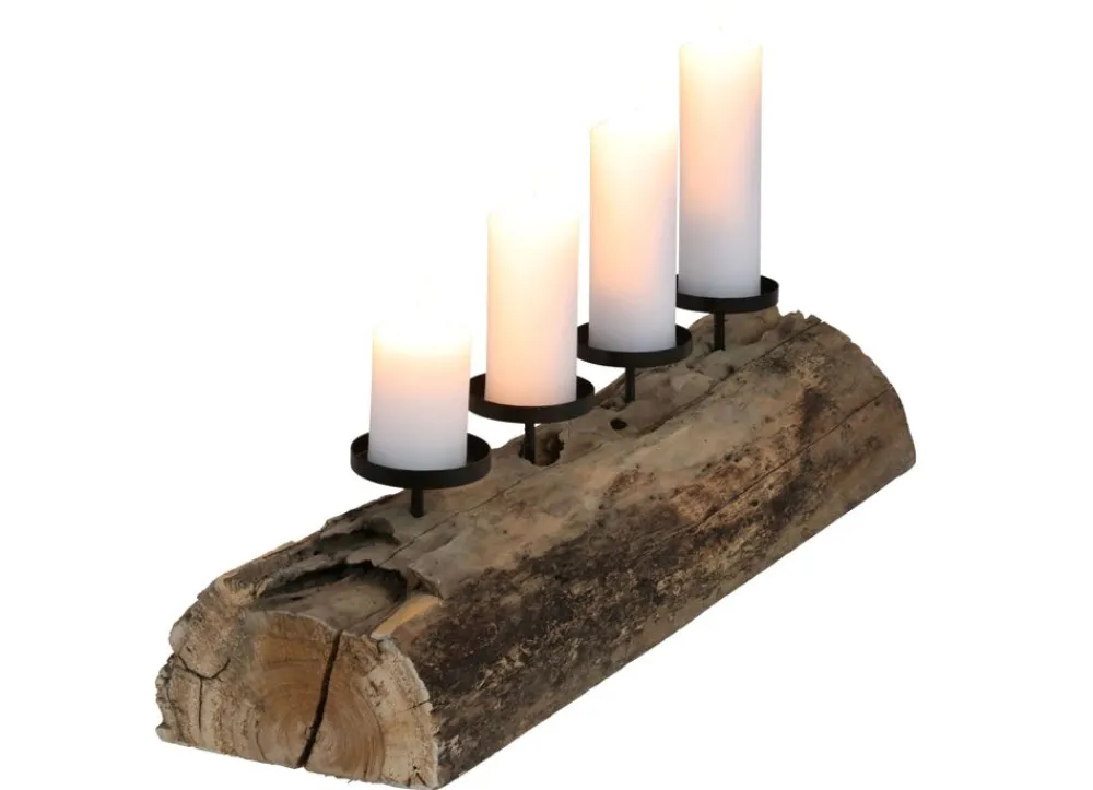 New Home Christmas Xxl-Baumstamm Fur 4 Kerzen 70X20X16Cm Outlet