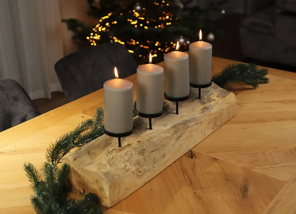 New Home Christmas Xxl-Baumstamm Fur 4 Kerzen 70X20X16Cm Outlet
