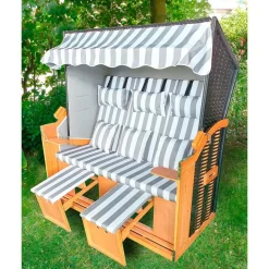 Pseudohersteller Xxl Strandkorb Ostsee 150X149X98Cm Grau/Weis Hot