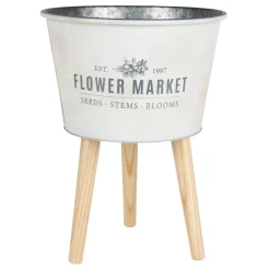 Pseudohersteller Zinkubertopf Auf Holzbeinen Flower Market 35X46,5Cm Creme Hot